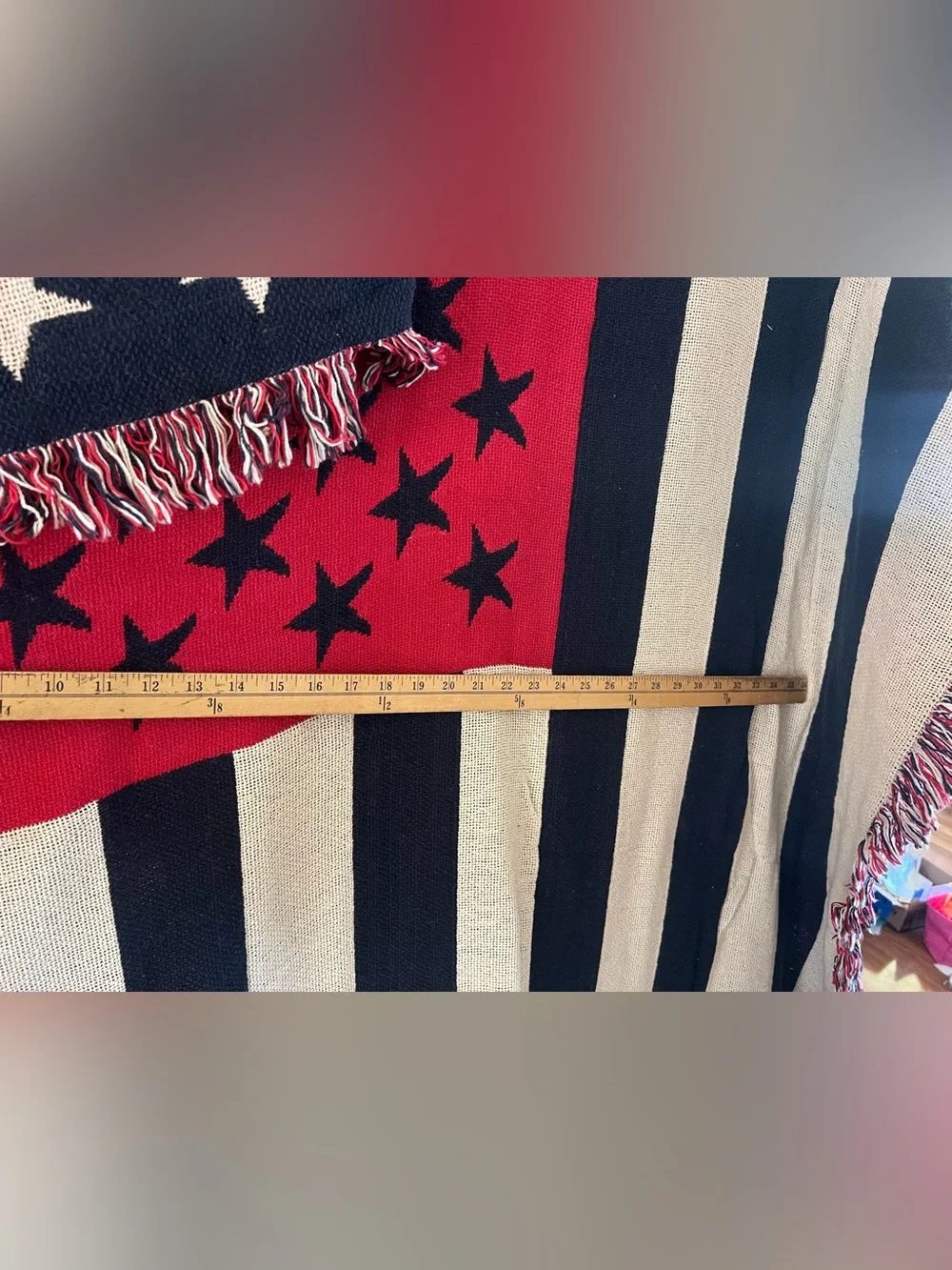 Wrangler Patriotic Star & Stripe tapestry throw blanket Red, White & Blue 72x46